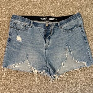 Torrid Light Blue Distressed Jean Shorts